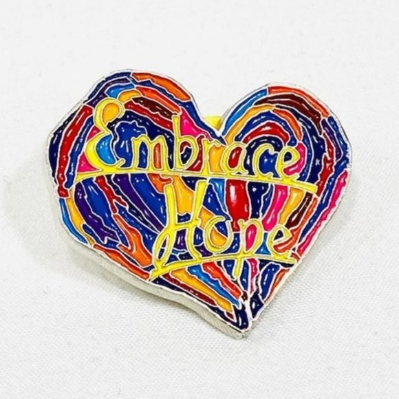 Embrace Hope Enamel Heart Tac/Lapel Pin - Picture 1 of 3